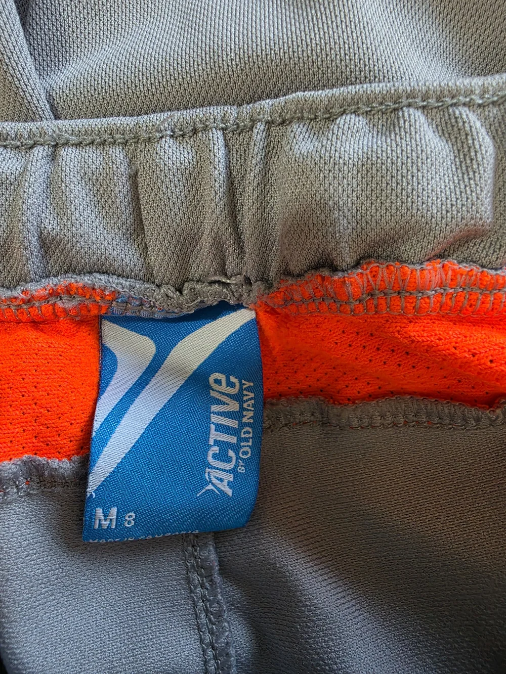 Old Navy Active Boys Medium Gray Neon Orange Athletic Basketball Shorts
